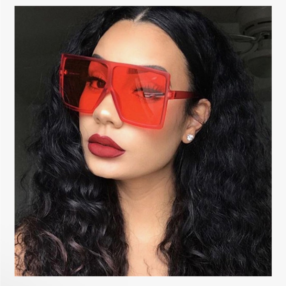 Bold Oversized Red Shield Sunglasses